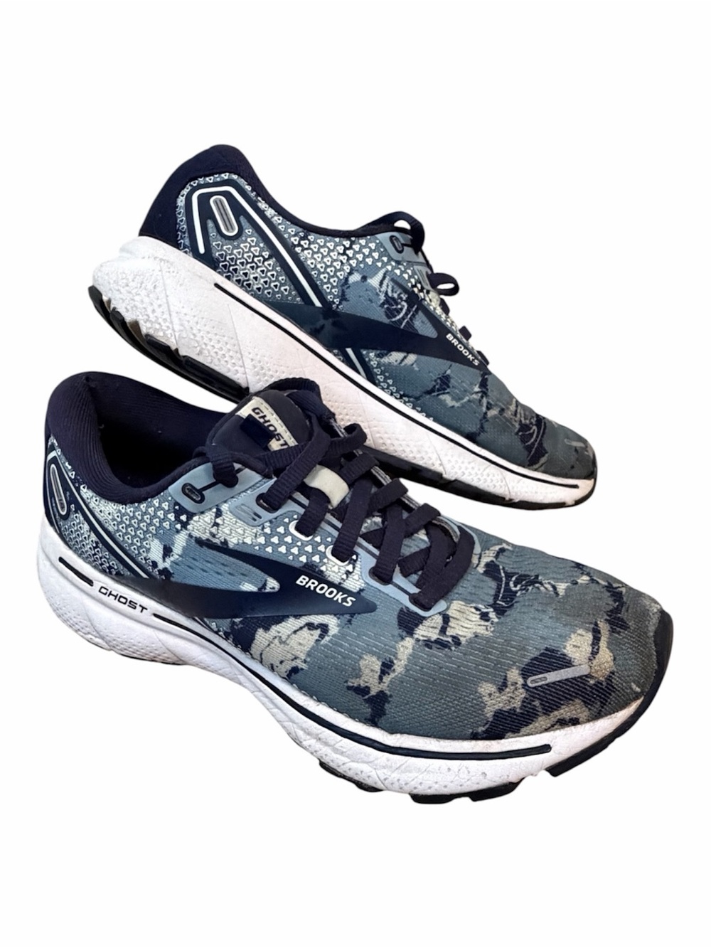 BROOKS Women’s Ghost 14 “Camo Pack” Navy Blue Grey Running Shoes Size 7.5